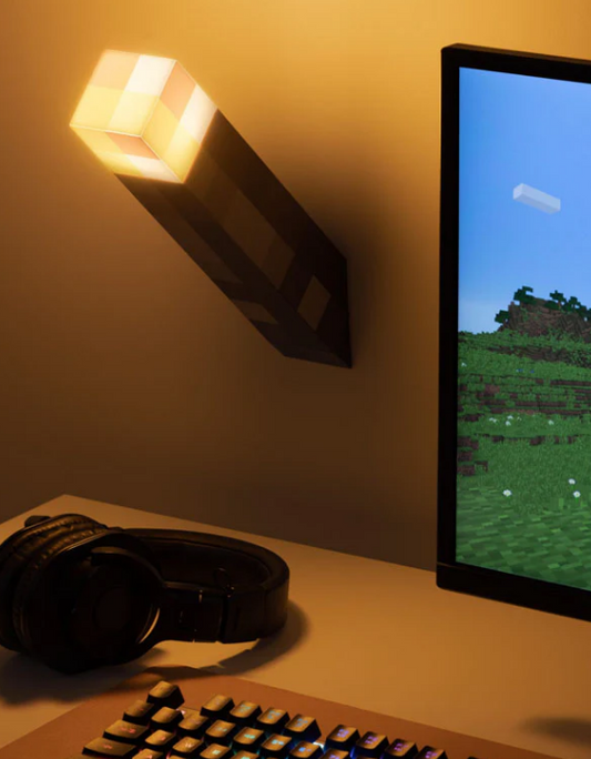 Minecraft Torch LED Night Light - Rechargeable Brownstone Table Lamp [4 COLORS]