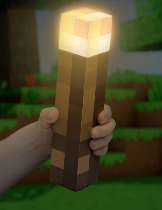 Minecraft Torch LED Night Light - Rechargeable Brownstone Lamp [4 COLORS]