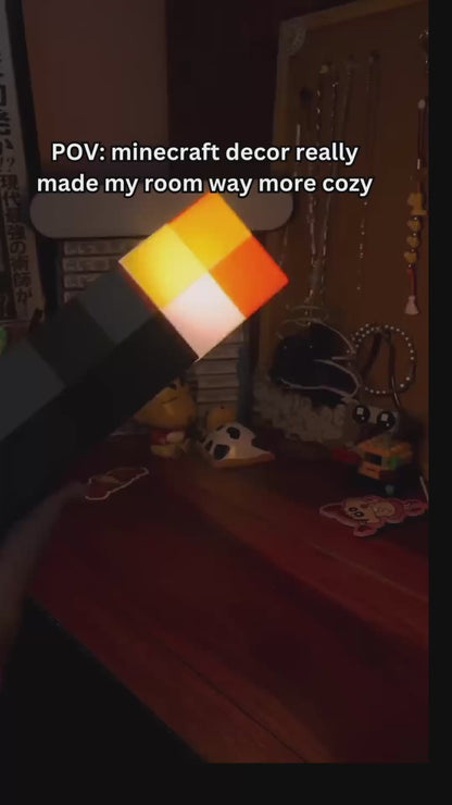 Minecraft Torch LED Night Light - Rechargeable Brownstone Lamp [4 COLORS]